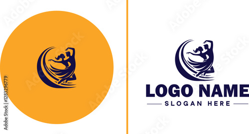 Salsa Dance Studio icon Latin dance academy Salsa school Tropical dance studio flat logo sign symbol editable vector