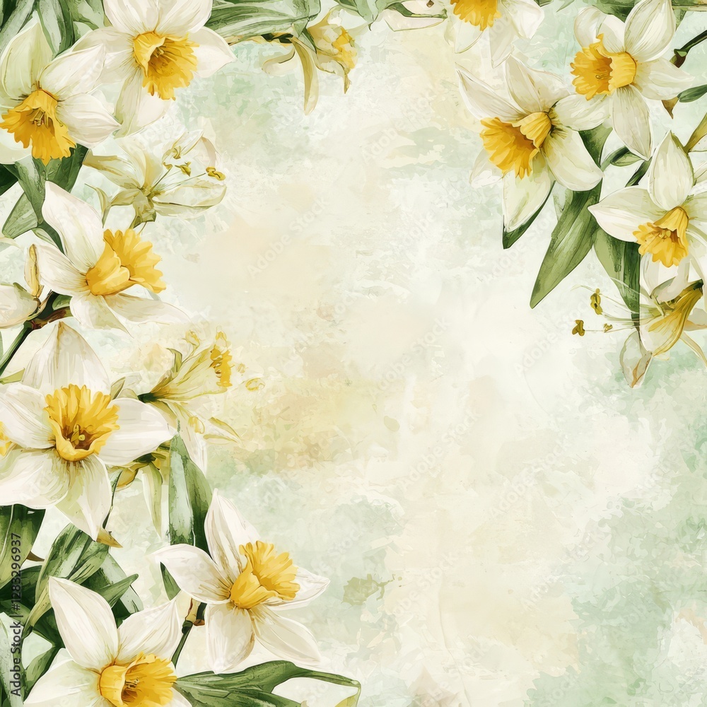 Daffodils: A cluster of vibrant daffodils bloom gracefully against a textured backdrop, the delicate petals radiating purity and evoking a sense of spring renewal. Daffodils: A cluster of vibrant daffodils bloom gracefully against a textured backdrop, the delicate petals radiating purity and evoking a sense of spring renewal.