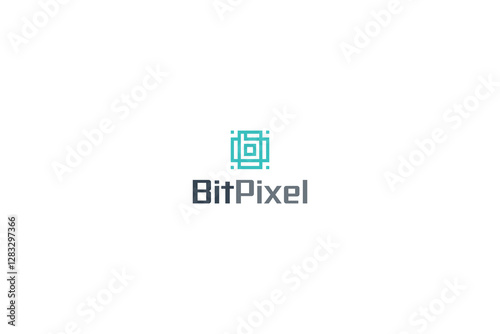 Letter b creative technological modern pixel logo