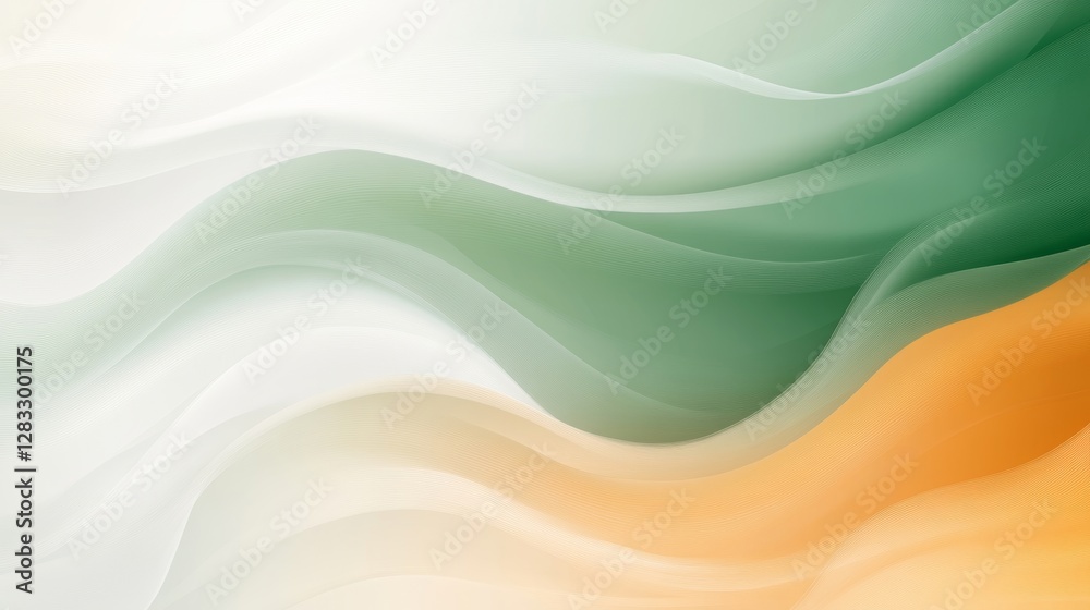 Obraz premium Soft Abstract Waves of Green, White, and Orange Colors for Background