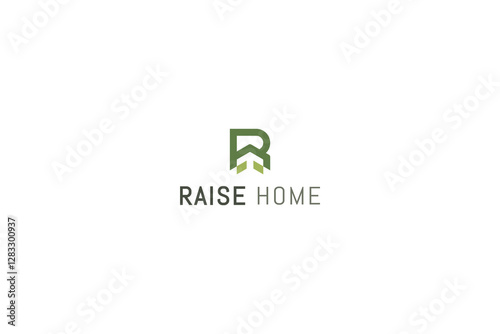 Letter R unique upgrade real estate housing logo