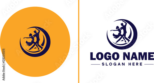 Salsa Dance Studio icon Latin dance academy Salsa school Tropical dance studio flat logo sign symbol editable vector