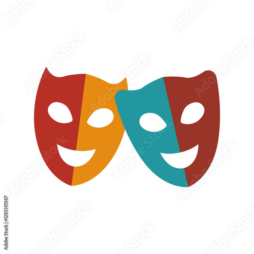 Theatrical masks with funny facial expressions