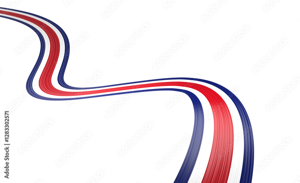 Obraz premium 3d Flag Of Costa Rica 3d Wavy Shiny Costa Rica Ribbon 3d Illustration