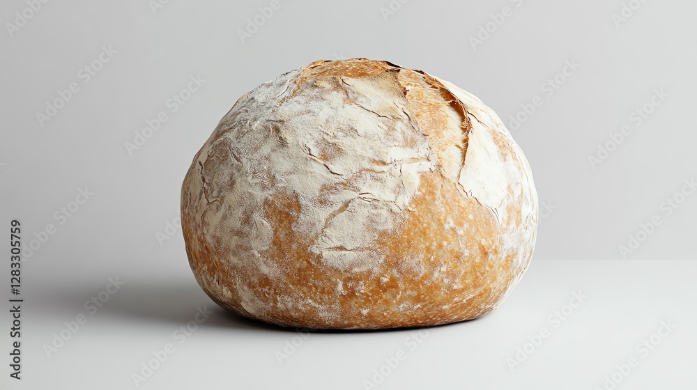 Rustic round bread on white background. Rustic round bread on white background.