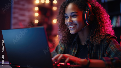 Female Gamer Working Late Into The Night