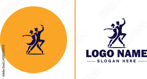 Salsa Dance Studio icon Latin dance academy Salsa school Tropical dance studio flat logo sign symbol editable vector