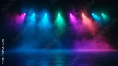 Wallpaper Mural Stage Lights Shine In A Smoky Room. Ideal For Concert Or Studio Backgrounds, Adding Drama To Your Projects. Torontodigital.ca