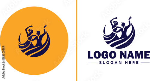 Salsa Dance Studio icon Latin dance academy Salsa school Tropical dance studio flat logo sign symbol editable vector