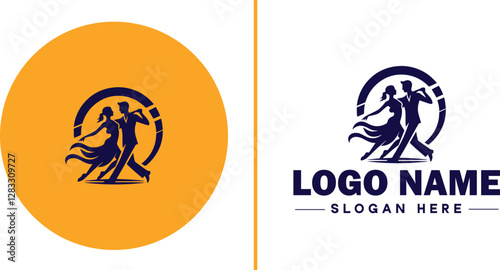 Salsa Dance Studio icon Latin dance academy Salsa school Tropical dance studio flat logo sign symbol editable vector