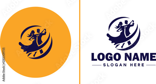 Salsa Dance Studio icon Latin dance academy Salsa school Tropical dance studio flat logo sign symbol editable vector