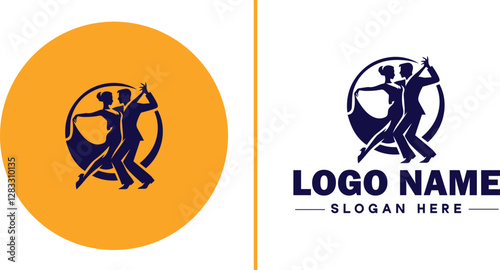 Salsa Dance Studio icon Latin dance academy Salsa school Tropical dance studio flat logo sign symbol editable vector