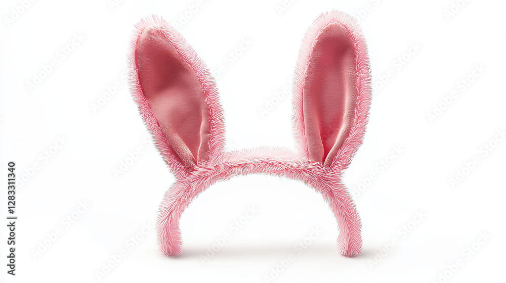 Bunny ears headband realistic vector illustration. Black rabbit easter mask, cute hare costume with pink ears, 3D icons isolated on white background Bunny ears headband realistic vector illustration. Black rabbit easter mask, cute hare costume with pink ears, 3D icons isolated on white background