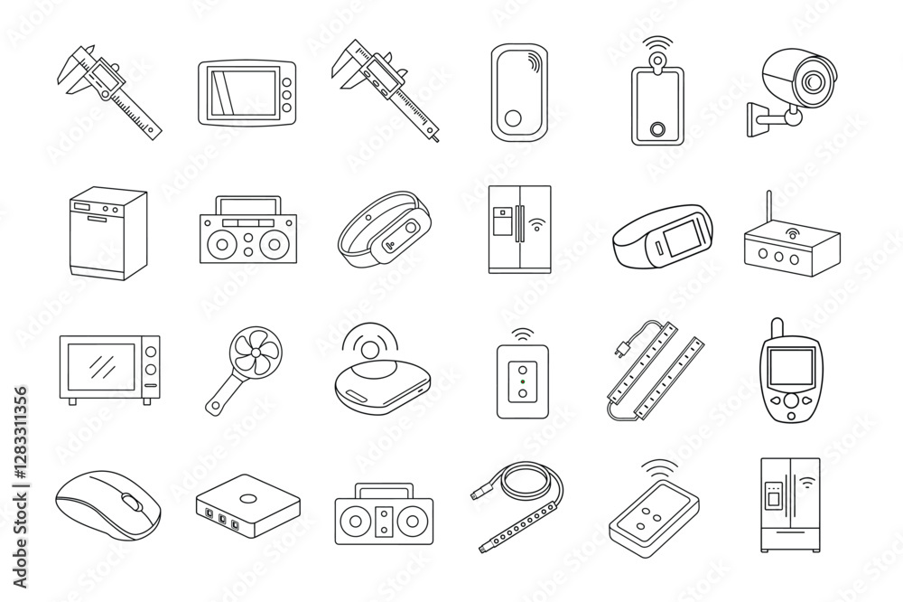 editable stroke of device icon set on white background editable stroke of device icon set on white background