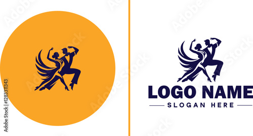 Salsa Dance Studio icon Latin dance academy Salsa school Tropical dance studio flat logo sign symbol editable vector