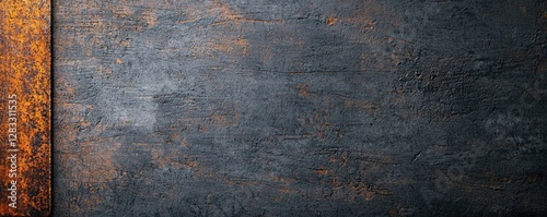 A textured background featuring dark metal with rust accents, creating an industrial and weathered appearance.