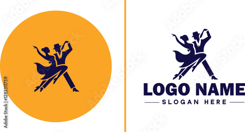 Salsa Dance Studio icon Latin dance academy Salsa school Tropical dance studio flat logo sign symbol editable vector