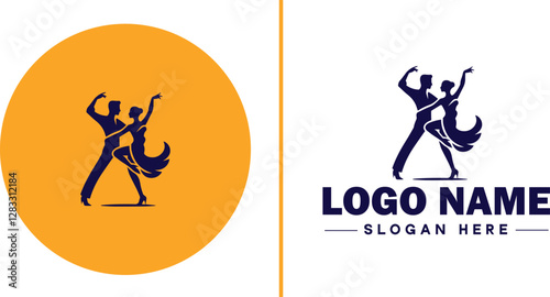 Salsa Dance Studio icon Latin dance academy Salsa school Tropical dance studio flat logo sign symbol editable vector