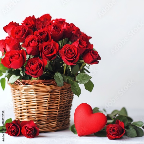 Red Roses in a Basket