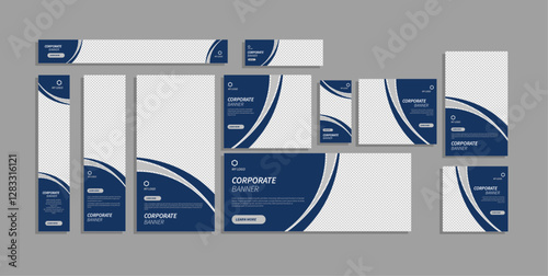 Web Set Banner Design . You Can Use In Any Kind Of Website. Unique Category Horizontal And Vertical  All Size Design Template.