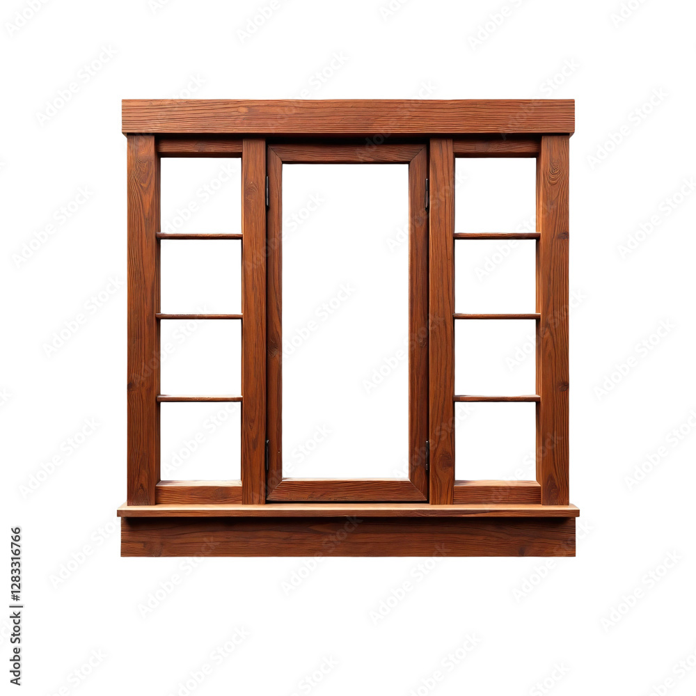 Wooden window frame isolated on transparent background Wooden window frame isolated on transparent background