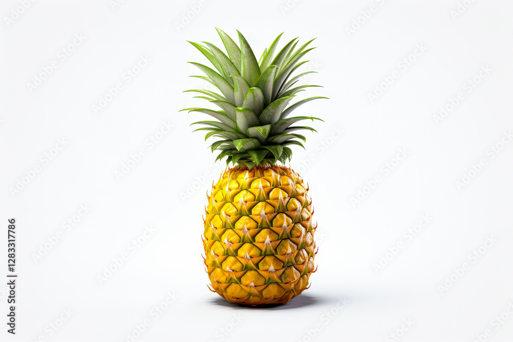 Yellow pineapple is sitting on a white background Yellow pineapple is sitting on a white background
