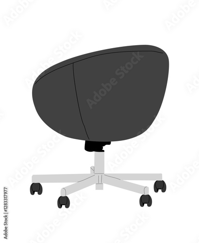 Modern office chair back view. Office interior mid-back swivel armchair design with leather backrest. Flat vector illustration of elegant furniture isolated