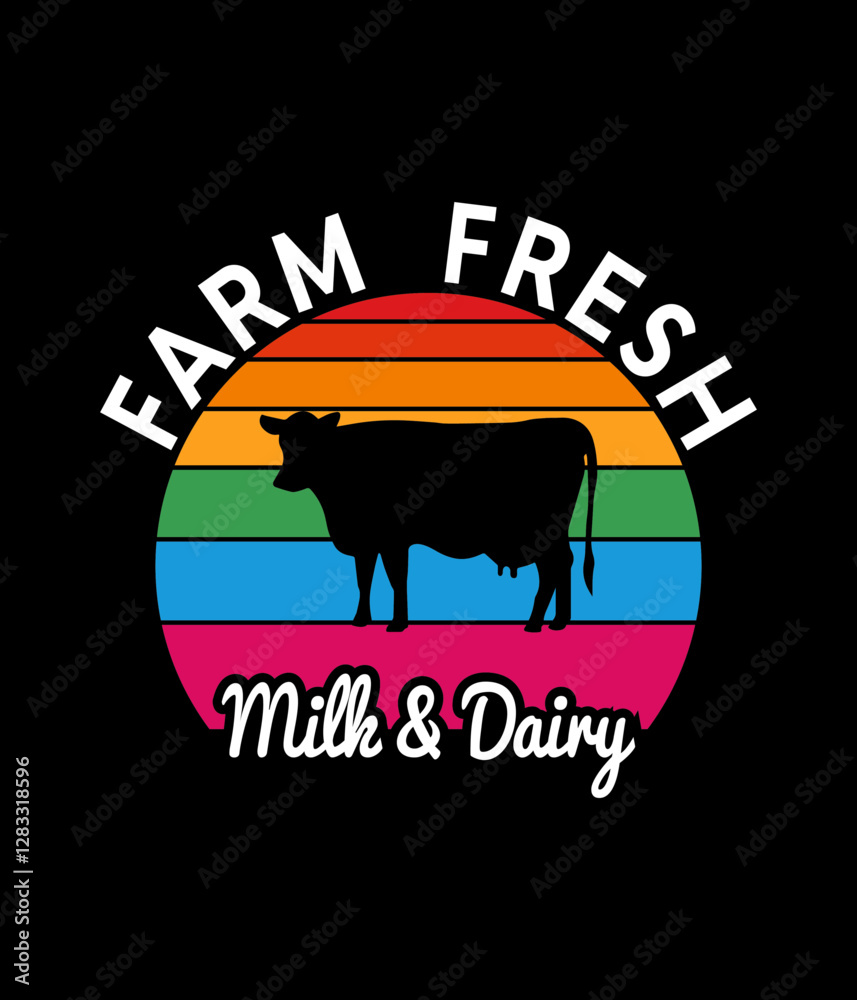 Obraz premium Farm fresh milk & dairy Custom Printable Design Cut File for Cricut and Silhouette – Instant Download for DIY Projects