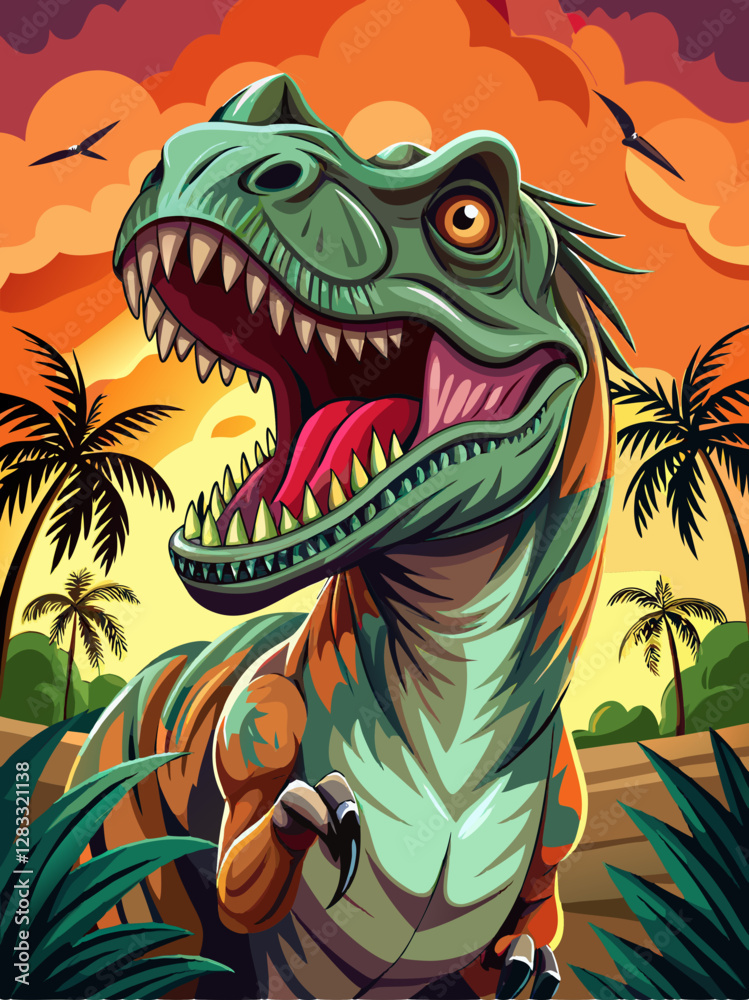 Obraz premium tyrannosaurus rex dinosaur vector illustration