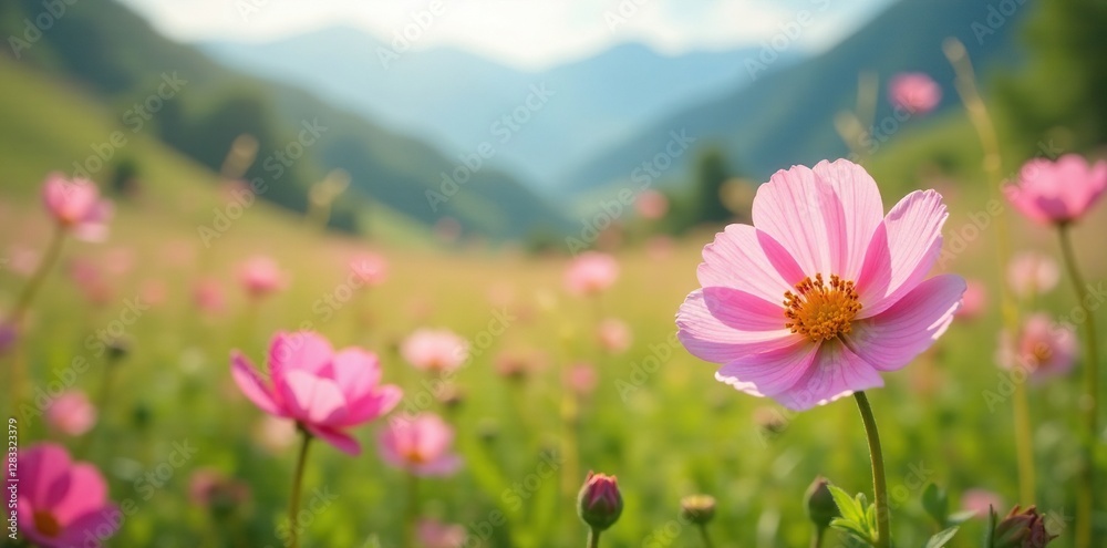 Obraz premium Soft petals of wildflowers bloom in the meadow, valley, flowers, peaceful