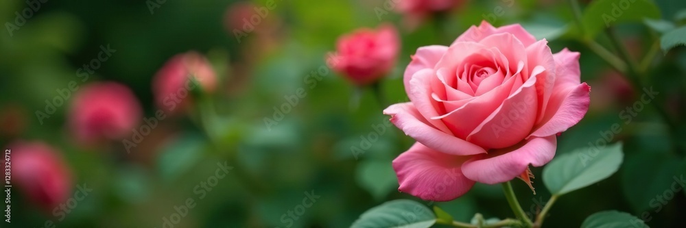Delicate petals unfolding on a lush green stem, roses, garden, blooming