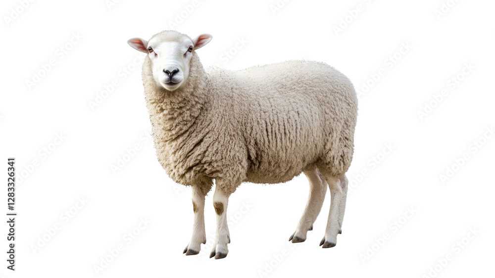 Sheep standing calmly on a white background Sheep standing calmly on a white background