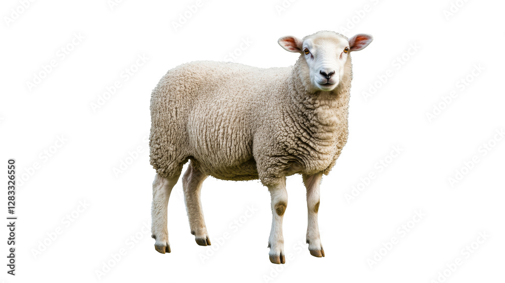 Curious sheep standing in bright setting Curious sheep standing in bright setting