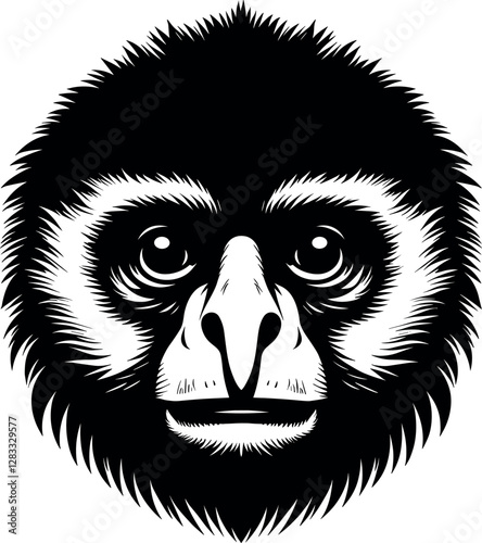 Gibbon Face Vector Black Silhouette Cricut Design for T-Shirt