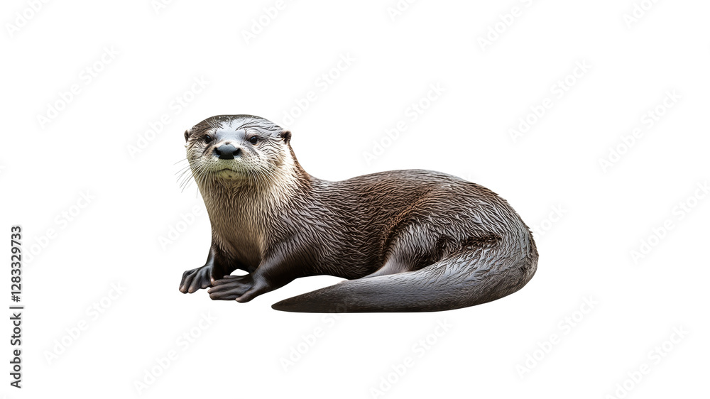 Otter relaxing on the shore during sunny day Otter relaxing on the shore during sunny day