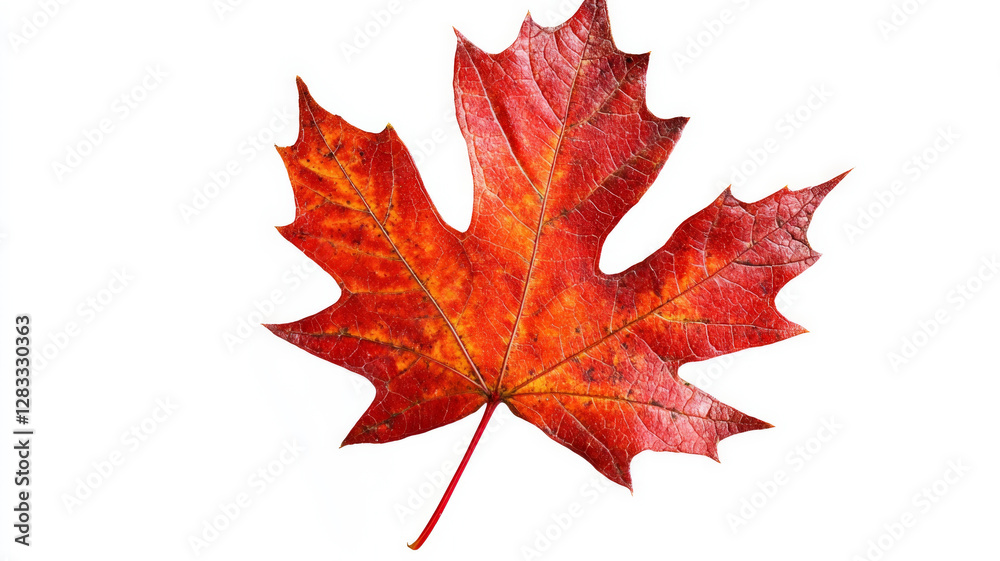 Naklejka premium A leaf of a tree is shown in red