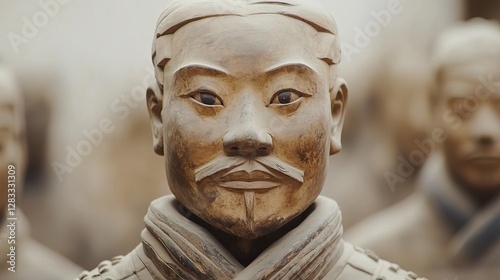 Intricate Terracotta Warrior Sculpture Detail from Ancient Chinese Tombs with Historical Significance