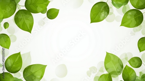 Green Leaves Frame on White Background