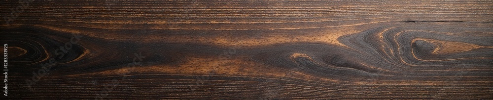 Fototapeta premium Wooden table top with a smooth, wavy marble surface, dark brown, vintage