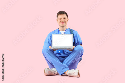 Male medical intern with bl...