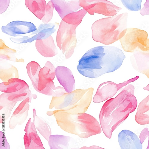 Wallpaper Mural Colorful seamless pattern featuring delicate watercolored petals for versatile design applications Torontodigital.ca
