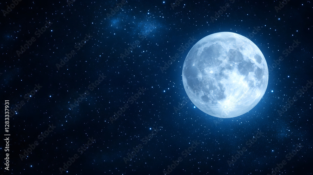 Moon Surrounded by Bright Stars and Planets, Serene Night Sky
Moon Surrounded by Bright Stars and Planets, Serene Night Sky