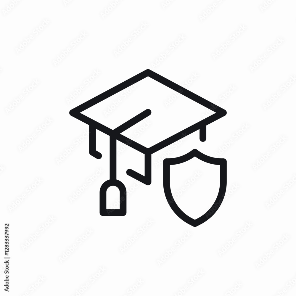 Education security protection shield icon vector sign Education security protection shield icon vector sign