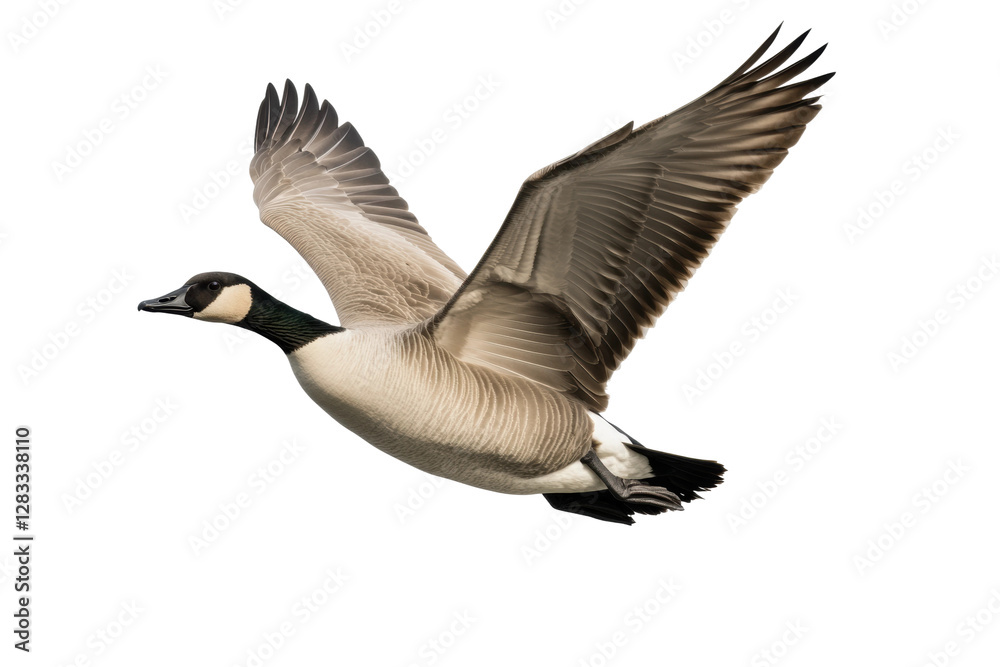 Goose in flight with wings spread wide, cut out Goose in flight with wings spread wide, cut out