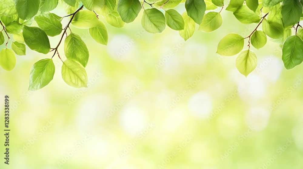 Green Leaves Frame with Bright Blurred Background Green Leaves Frame with Bright Blurred Background