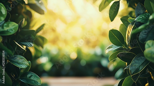Green Leaves Frame Sunny Path