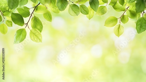 Green Leaves Frame with Bright Blurred Background