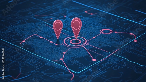 World Map with Location Pins and Continents Illustration