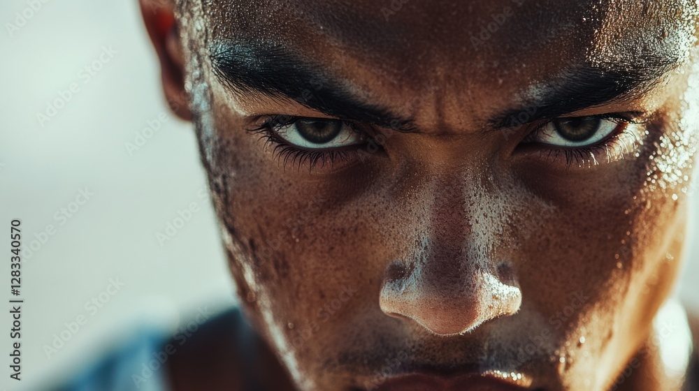 College stadium with a close-up of an athlete鈥檚 intense expression. Featuring focus and determination College stadium with a close-up of an athlete鈥檚 intense expression. Featuring focus and determination