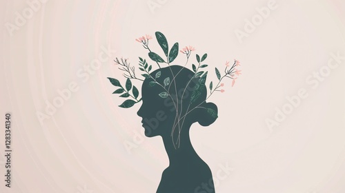 Flowing Foliage: Serene Woman Embracing Nature's Tranquility